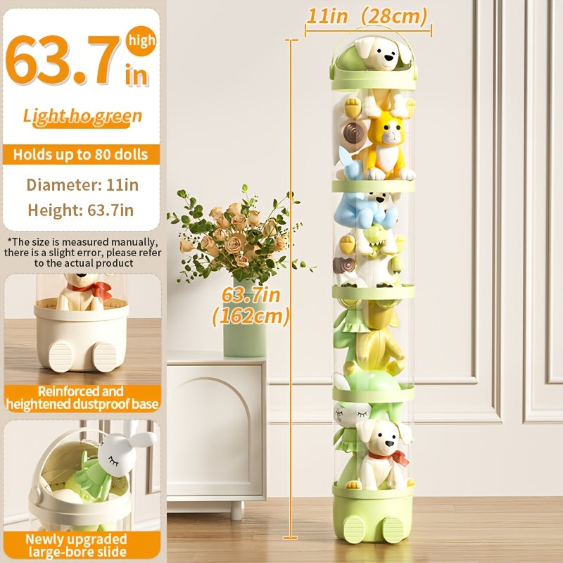 Transparent Cylindrical Doll Storage Bucket, Layered Design - Children's Plush, Figurines, And Dolls Dustproof Storage, Household Organizing Bucket, Easy Assembly, Suitable for Living Rooms, Bedrooms, Storage Rooms, Etc