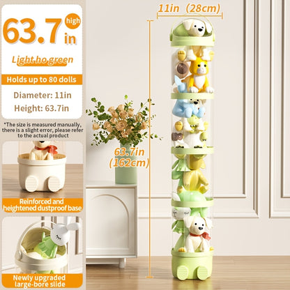 Transparent Cylindrical Doll Storage Bucket, Layered Design - Children's Plush, Figurines, And Dolls Dustproof Storage, Household Organizing Bucket, Easy Assembly, Suitable for Living Rooms, Bedrooms, Storage Rooms, Etc