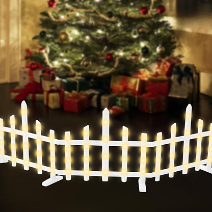 8 PACK Solar Garden Fence Lights Outdoor, Garden Fence, Waterproof LED Lighted White Picket Fence Border Solar Powered with Remote, Decorative Fence Christmas Lights for Tree Yard Pet Barrier, Fence Solar Lights, Solar Fence Lights Outdoor Waterproof, Sol