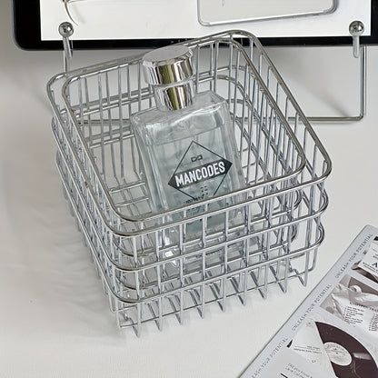 1/2pcs Contemporary Open-Weave Storage Basket - Multi-Purpose Organizer for Bathroom, Kitchen, Desk - Resistant, Sleek Design, Sturdy Construction, Bathroom Organizers And Storage, Home Organization, Organizer, Shelf Baskets