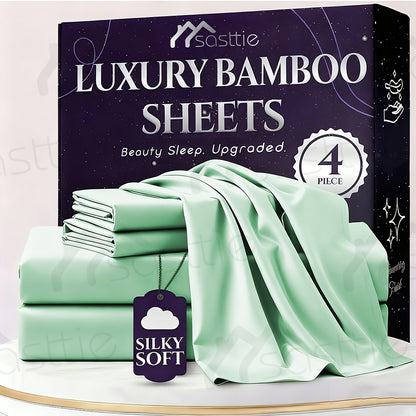 Bamboo Bed Sheet Set - 100% Bamboo Blend - 16" Deep Pocket with Elastic - Breathable Hotel Sheets And Pillowcase Set - Great Christmas Gifts