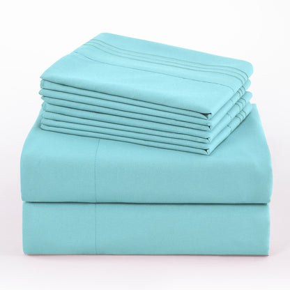Hotel Grade 6 Piece Breathable Sheets Set 18" Deep Pockets - Easy Fit Twin Full Queen King Bed Sheets & Pillowcases, Microfiber, 100 GSM, All-Season Comfort, Machine Washable, Solid Color Bedding Accessories, Smooth Texture, Microfiber Fabric