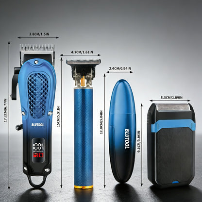 Men's Hair Clipper, Professional Electric Hair Trimmer, Beard Trimmer and Rechargeable Shaver Set, LED Display, Men's Grooming Tool Kit, Suitable for Daily Grooming and As A Gift for Men.