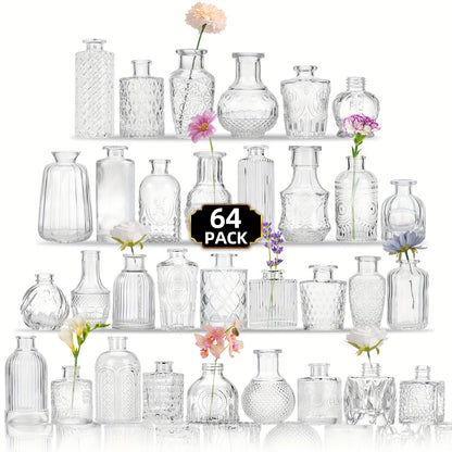 TOMNK 12/30/43/52pcs Bud Vase, Party Centerpieces, Wedding Centerpieces for Tables, Mini Clear Bud Vases for Flowers, Small Flower Vases Suitable for Birthday Party, Anniversary, Wedding, Home Table Deco, Multiple Sizes