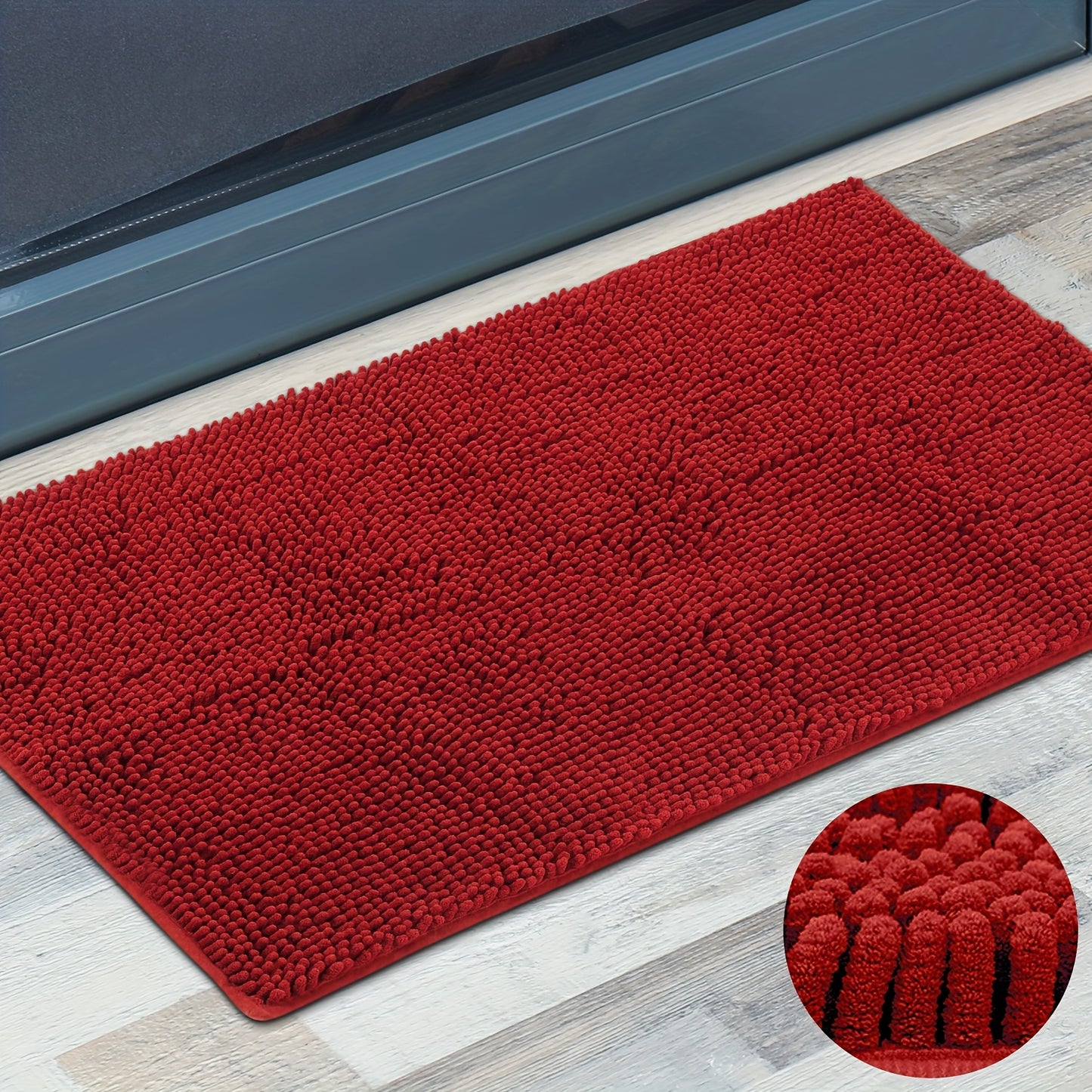 Chenille Doormat Absorbent Non-Slip Washable Indoor Outdoor Mat - Soft Shaggy Entryway Rug for Muddy Paws, Pets & Dogs | Machine Washable Front Door Mat in 18 Colors & 5 Sizes | Anti-Slip Rubber Backing