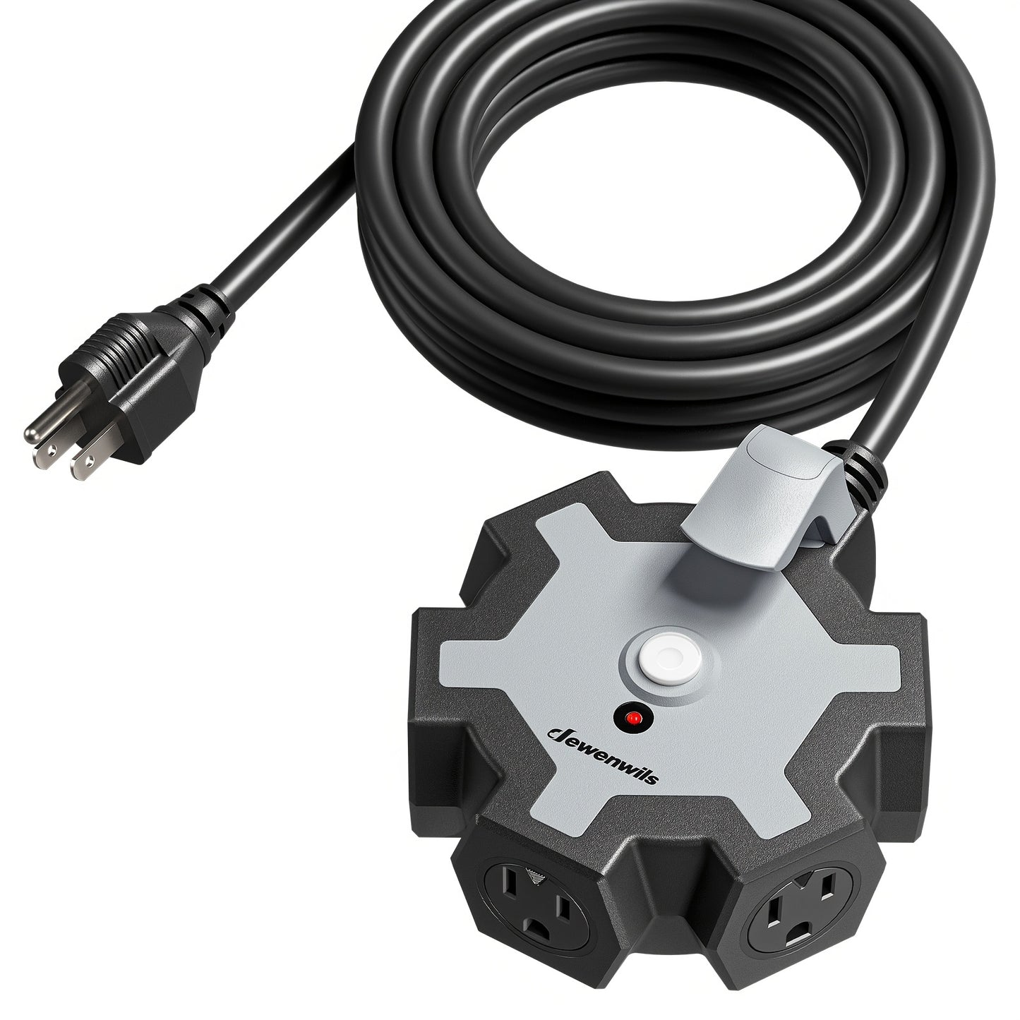 DEWENWILS 1Pack/ 2Pack Industrial Power Strip, 5-Outlet Hub with 15ft Heavy Duty Extension Cord (14/3 AWG SJTW), 15A Circuit Breaker, Swivel Safety Covers for Garage Workshop