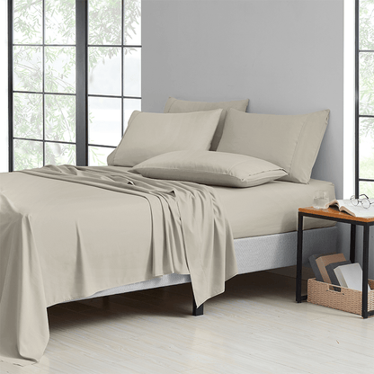 Bibb Home 2000 Thread Count 6 Piece Bamboo Sheet Set – Summer Satin Cooling, Deep Pocket, 6-Pc Egyptian Luxury, Bonus Pillowcases