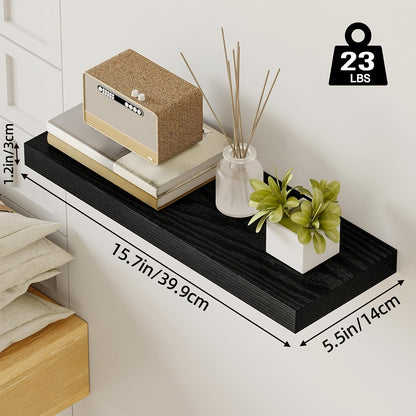 TOMNK 2/4/6pcs Set Floating Shelves, 15.7-inch/19.7-inch/22-inch Wooden Wall-Mounted Shelves, Suitable for Home Decor in Living Rooms and Kitchens, Strong Load-Bearing Capacity, Can Be Installed in Bathrooms, Bedrooms, Living Rooms, or Kitchens