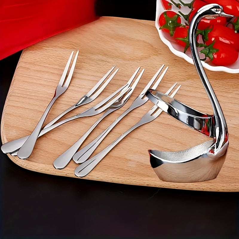 Elegant Stainless Steel Swan-Shaped Cutlery Rack, Modern And Novel Metal Decorative Plate, Creative Design, Suitable for Parties, Weddings And Family Use