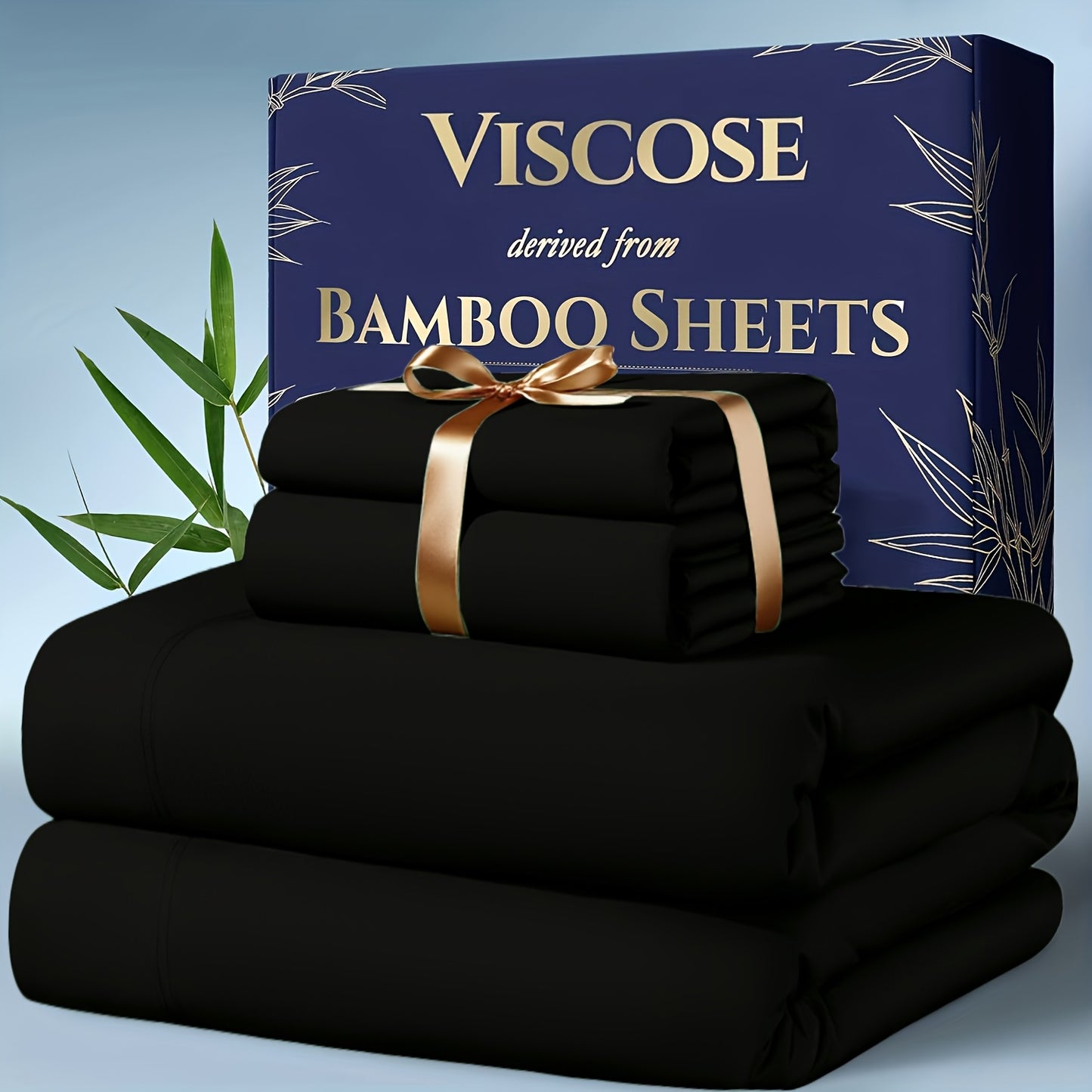 4pcs Bamboo Cooling Bedding - Extra Deep Pocket Breathable And Cooling - Suitable for Hot Sleepers And Sweats, Children Pillowcases, Flat Sheet And Fitted Sheet - A Perfect Gift for Family, Queen And King Sizes, Next Day Delivery