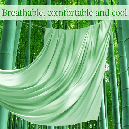 4-Piece Bamboo Bed Sheet Set, 2200 TC Cool Fabric, Bamboo Fiber Elastic Fitted Sheet, Extended 18"-24" Deep Pocket, Cool and Breathable, Smooth to the Touch, Large Size Ultra-Soft Suitable for Hot Sleepers, Anti-Shrink, Fade-Resistant