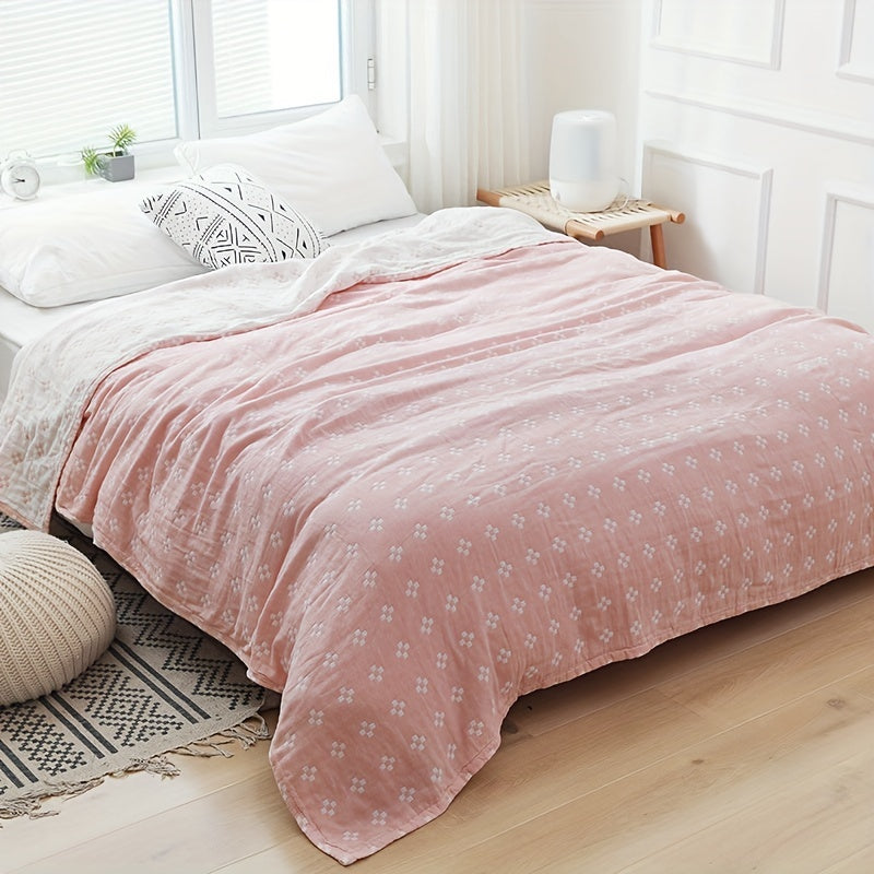 Lightweight Pure Cotton Geometric Jacquard Blanket - Soft, Breathable, and Machine Washable for All Seasons - Perfect for Air Conditioning Cover, Nap, or Bedroom Use - Contemporary Style in Light Blue, Nap Blanket | Stylish Throw | Pure Cotton