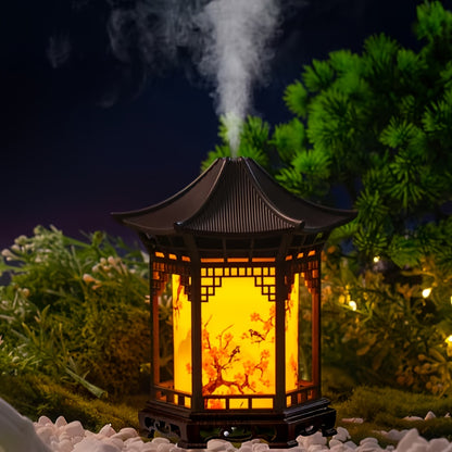 USB- Mini Humidifier & Night Light - Portable Cool/Dry Mist Air Humidifier with Quiet Operation, Traditional Chinese Pagoda & Tortoise Design, ABS for Home/Office/Car - Ideal Gift Suitable for Bedside, Small Rooms, Dry Skin