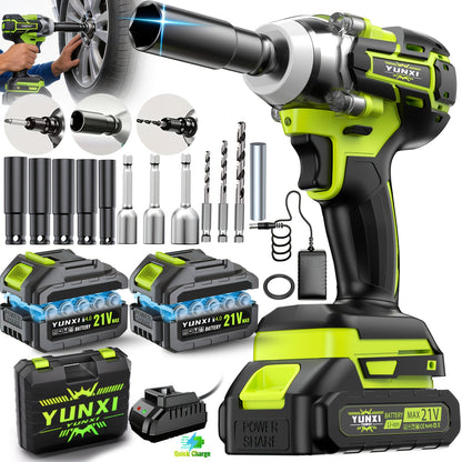 Cordless Impact Wrench Brushless Motor 3-in-1 High Torque – Rechargeable Battery, Lightweight Design, Variable Speed, for Car Repair, Auto Mechanic, Construction, Workshop & Household Maintenance – Multiple Battery & Accessory Configurations