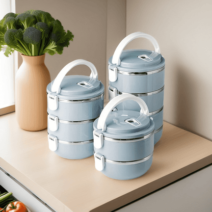 Stainless Steel Lunch Box Set - Class 1 Insulated Bento Box with Lid, Hand Wash, Cylindrical, Hand Operated, Suitable for Office, School, Camping, Picnic, Kitchen Locker (47.34oz)