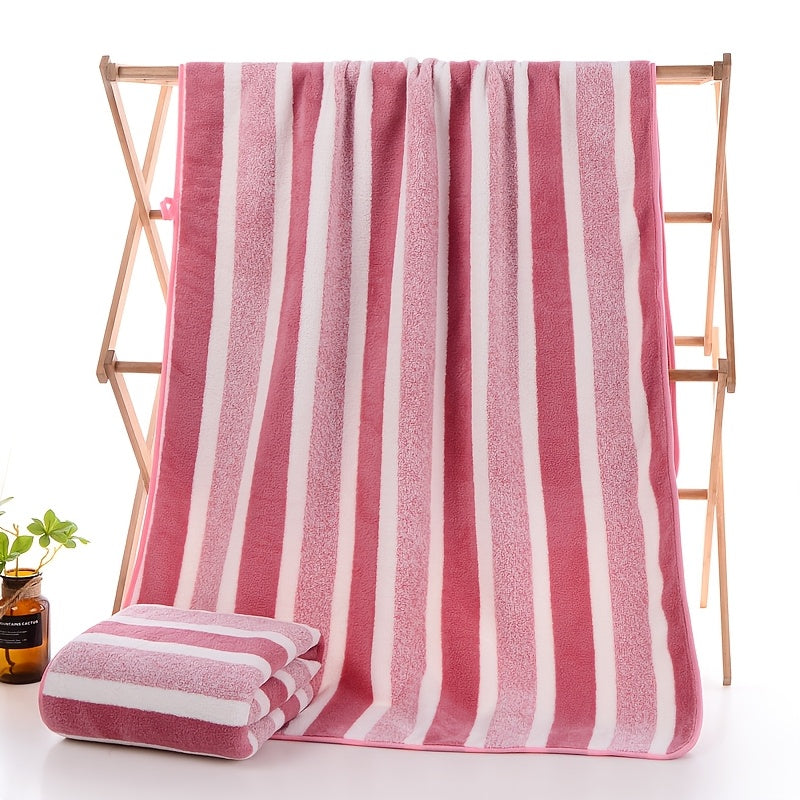 1/4pcs Striped Bath Towel Set, Beach Towel Bath Towel, Absorbent & Quick-drying Showering Towel, Super Soft & Skin-friendly Bathing Towel, For Home Bathroom, Ideal Bathroom Supplies Family Essentials.70x140cm/27.6x55.1 Inch.