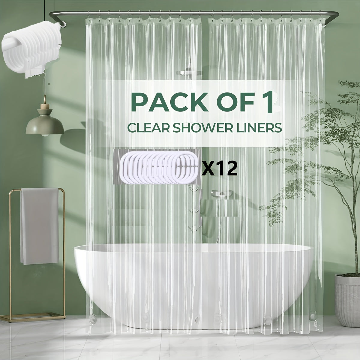 Bathroom Shower Curtain Plastic Shower Curtain Premium PEVA With Rust Proof Grommets Clear 8G Bathroom Accessories 72x72.