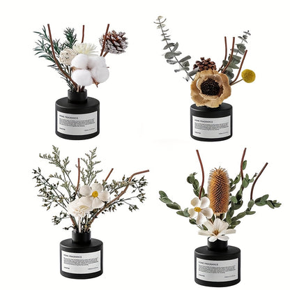KBHOMFRA Real Flower Reed Diffuser 3.38 Oz(100ml) Jasmine Tea Home Fragrance Scent Essential Oil Diffuser With Sticks Aroma Home Christmas Decor For Air Fresheners Bathroom