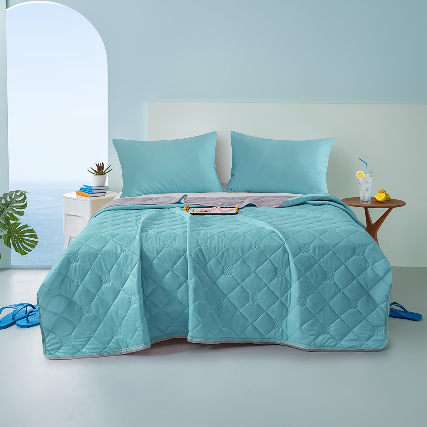 Modern Summer Cooling Throw, Featuring Ultrasonic Embossing, Made from 100% Polyester, Machine Washable, Breathable And Lightweight, Ideal for Night Sweats And Hot Sleepers, on