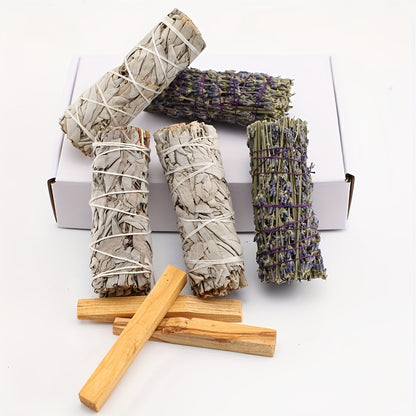 White Sage, Lavender, And Peruvian Sacred Wood Sticks Set - Hand-Tied, Natural Cleansing Bundle For Meditation And Peaceful Ambiance - Ideal Gift For Mindfulness And Spiritual Practice