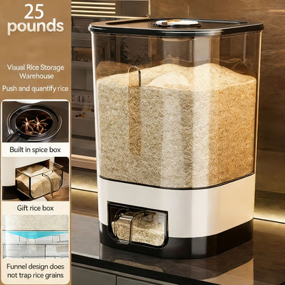 Golden Medal Automatic Rice Container with Measuring Cup | Large Capacity, Moisture-proof And Airtight Rice Container, Perfect for Storing Rice, Grains, Flour, Kitchen Essentials, And Pet Food for Cats And Dogs.