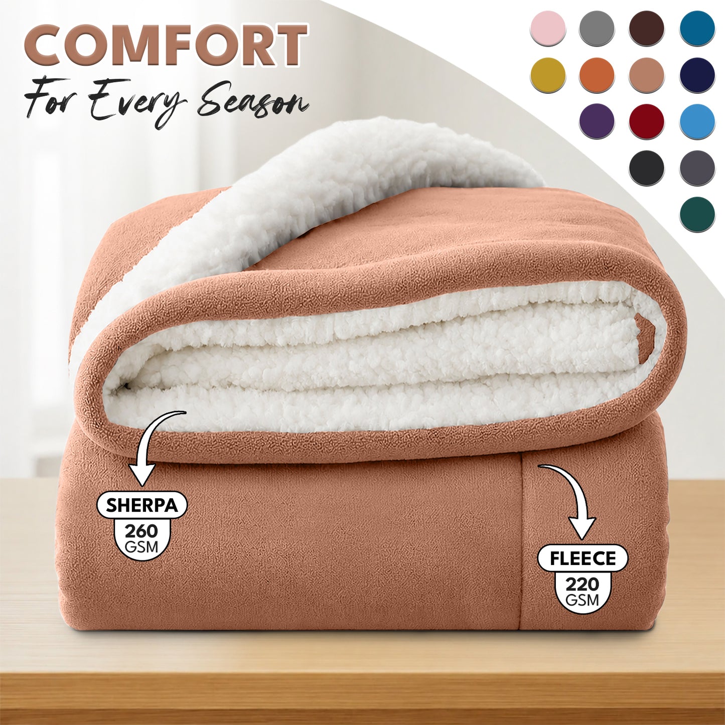 Luxurious Flannel Sherpa Throw Blanket – Ultra Soft & Warm Throw Sherpa Fleece, Comfort & Cozy Blanket for Better Sleep, Perfect for Bedroom & Guest Room Double Layer Thickened Blanket Decor Sofa Bed Blankets