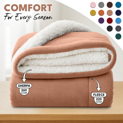 Luxurious Flannel Sherpa Throw Blanket – Ultra Soft & Warm Throw Sherpa Fleece, Comfort & Cozy Blanket for Better Sleep, Perfect for Bedroom & Guest Room Double Layer Thickened Blanket Decor Sofa Bed Blankets