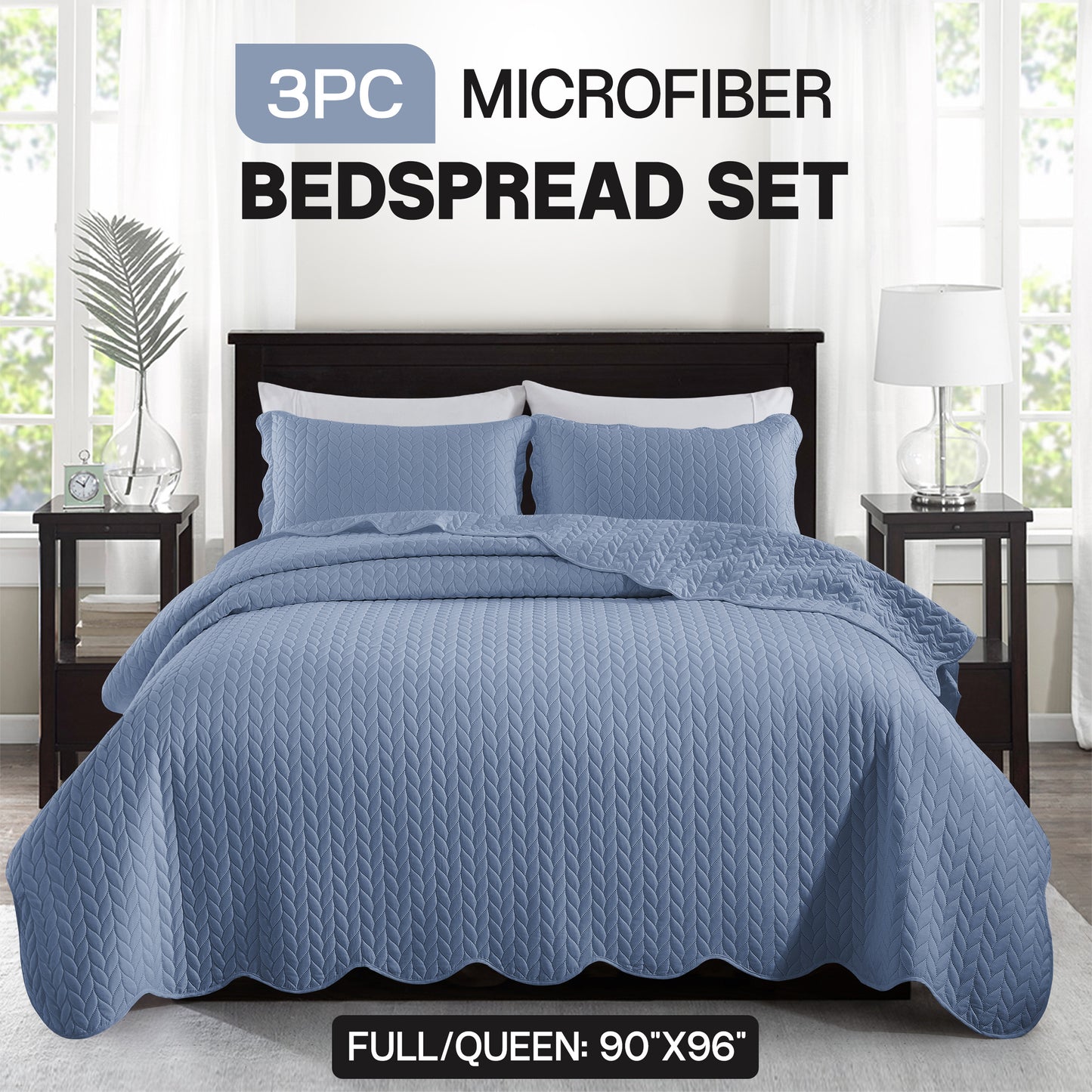 3pcs Bedspread Set Bedspreads with free Pillow Shams - Leaf Pattern Soft & Breathable Bedspread Lightweight Microfiber Bedspread - Modern Style Floral Pattern Coverlet For All Seasons - Christmas Gifts For Family And Friends (1 Bedspread, 1 Or 2 Pillow Sh