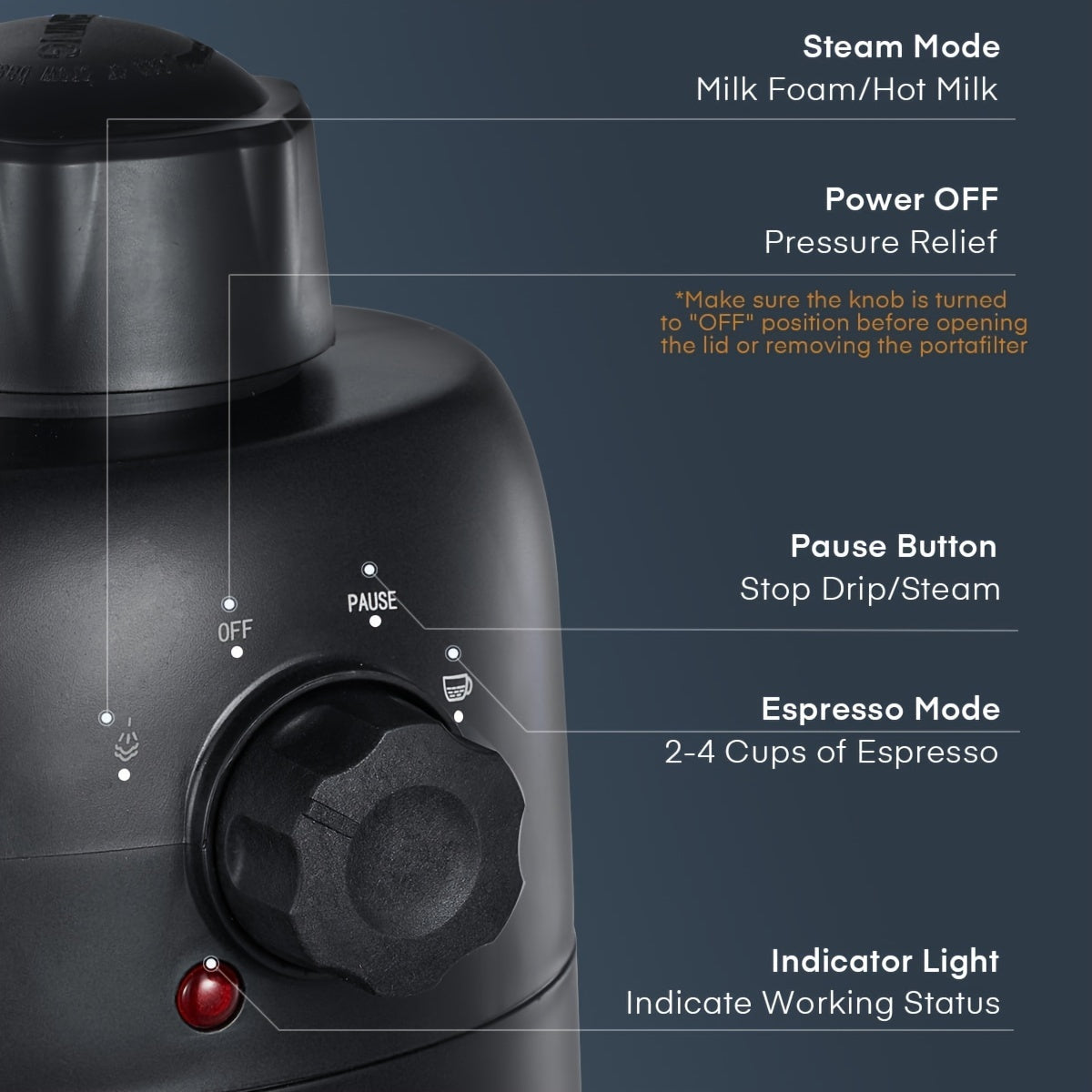 Espresso Machine 3.5 Bar Steam 4 Cup Cappuccino Maker with Milk Frother Stainless Steel Latte Maker Home Coffee Machine One-Touch Brewing for Espresso Cappuccino Latte