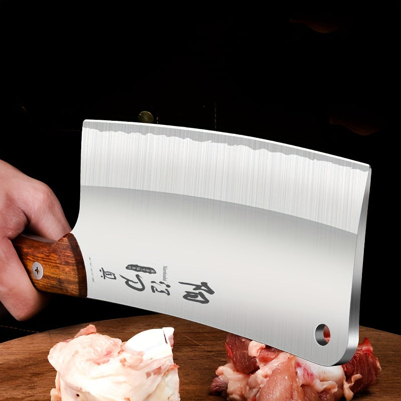 4TH OF JULY - 1pc Heavy-Duty Forged Stainless Steel Meat Cleaver - Super Sharp, High Hardness Blade for Easy Cutting of Meat And Bones, Multi-Purpose Kitchen Tool with Wooden Handle, Perfect for Home And Professional Use LAST 24HRS!