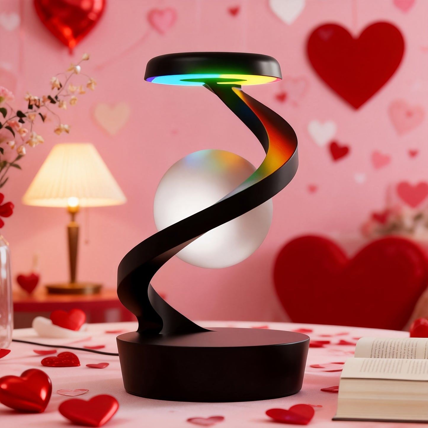 HNJUGFE Minimalist Halloween Creative Floating Night Light Wireless Phone Charger Smart Desktop Visual Floating Rotating Lamp Bedroom Party Atmosphere Lamp Smartphone Wireless Charging Night Light Christmas Gifts, Birthday Gifts