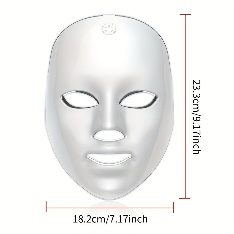 LED Light Therapy Facial Mask Device 7 Color Photon Skin Rejuvenation Face Care Beauty Tool USB Rechargeable Anti-Aging Wrinkle Acne Treatment Home Spa Gift