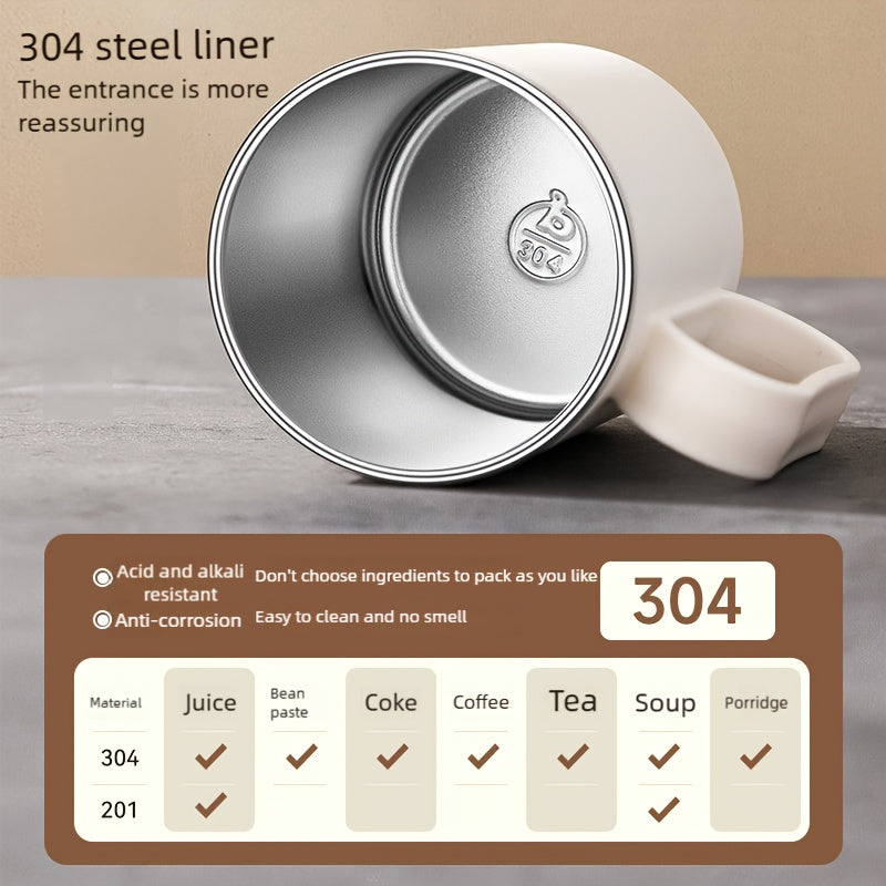 A 500-Micron Stainless Steel Coffee Cup, Leak-Proof And Portable, with a Double-Walled Design - Suitable for Both Drinks, Ideal for Office, Home, And Travel