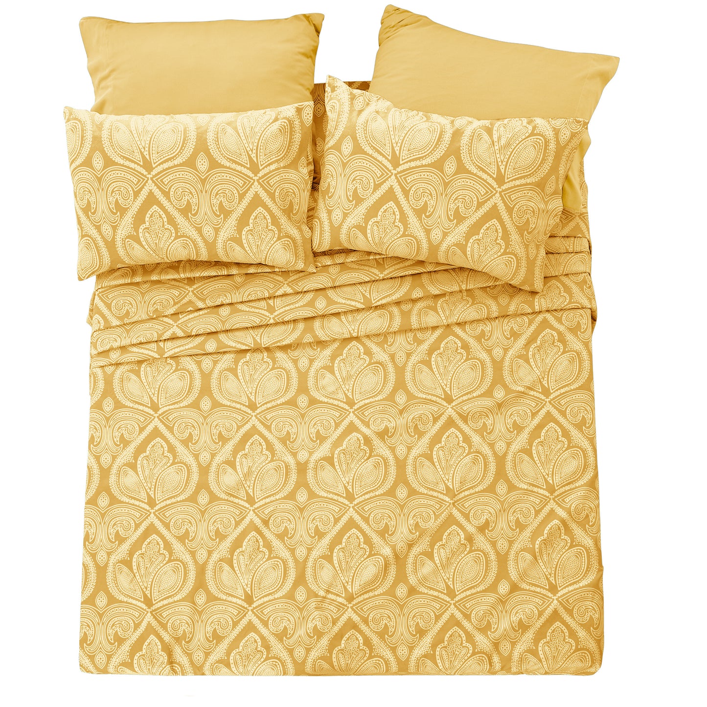 6/4 Piece Paisley Bed Sheet Set – Soft Brushed 100% polyester Wrinkle Free Sheets, Deep Pocket Fitted Sheet, Luxurious Printed Bed Sheets, All-Season Comfort