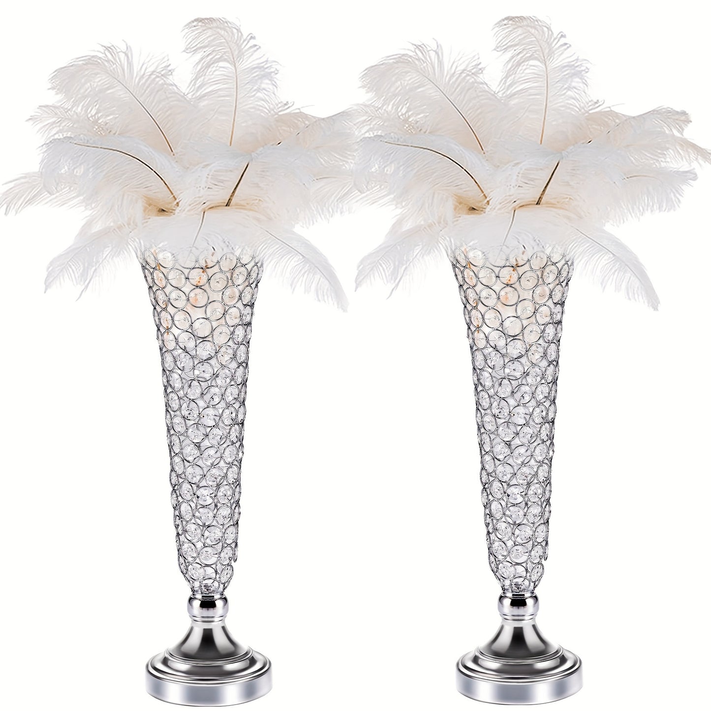 2pcs/ 10pcs Crystal Trumpet Floral Vase - Centerpieces for Wedding Table, Wrought Crystal Vase, Flower Vases for Party Dinner Centerpiece Event, Anniversary Ceremony Birthday Home Decoration