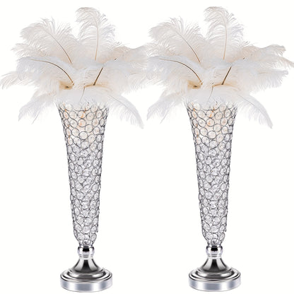 2pcs/ 10pcs Crystal Trumpet Floral Vase - Centerpieces for Wedding Table, Wrought Crystal Vase, Flower Vases for Party Dinner Centerpiece Event, Anniversary Ceremony Birthday Home Decoration
