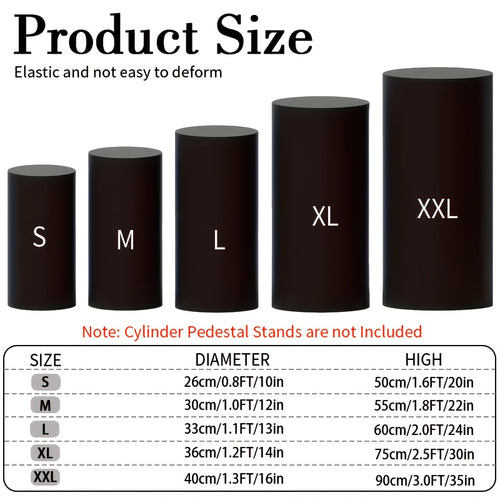 5pcs/Set, Cylinder Pedestal Stand Covers, Flexible Cylinder Pillar Dessert Stand Cloth Covers for Party, Wedding Or Birthday Event Decor (Solely Cloth Cover)