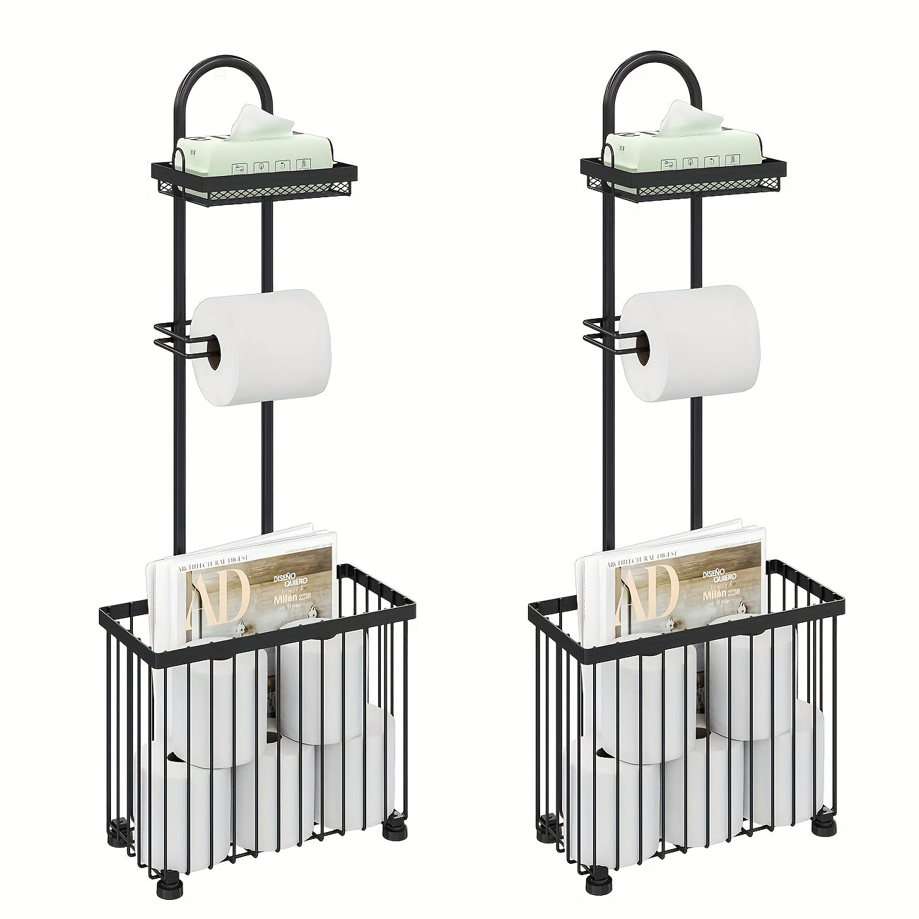 A Standalone Toilet Paper Holder That Can Store 6 Extra Rolls, Made of Durable Steel with an Oiled Bronze End, Easy to Put Together, And Designed to Save Space in Your Bathroom, Toilet Paper Storage Containers