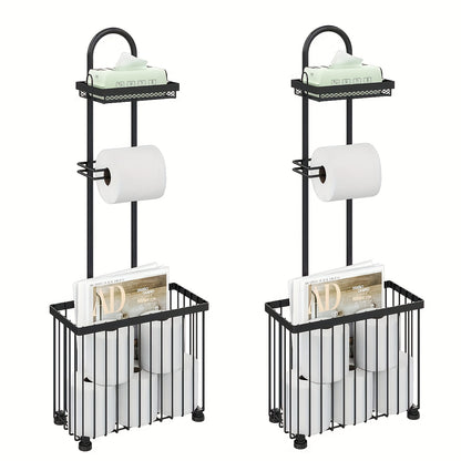 A Standalone Toilet Paper Holder That Can Store 6 Extra Rolls, Made of Durable Steel with an Oiled Bronze End, Easy to Put Together, And Designed to Save Space in Your Bathroom, Toilet Paper Storage Containers