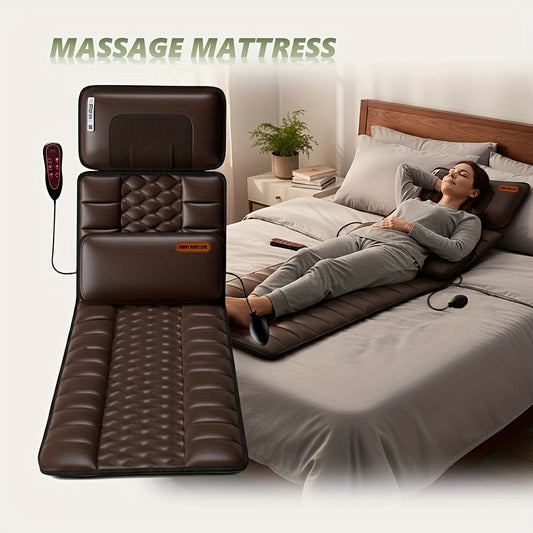 Full Body Shiatsu Massage Mattress – 10-Zone Vibration with Neck Kneading & Hot Compress, 12V Safety Voltage Massage Mat for Back Neck & Waist Relief, Home Relaxation Gift for Men Women