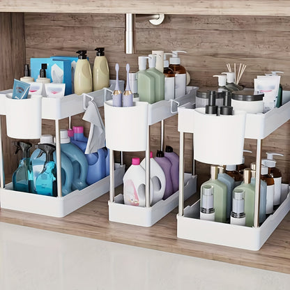 3pcs Under Bathroom Sink Organizers and Storage, Bathroom Counter Organizer, Bathroom Cosmetics Storage Rack, Bathroom Cosmetics Storage Rack, Suitable for kitchens and bathrooms, large, medium and small sizes