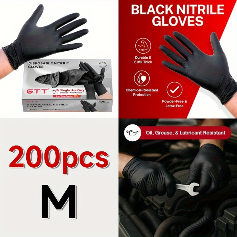 Black Nitrile Disposable Gloves, 200 Count Packaging, Flexible And Form-Fitting, Chemical, Grade -Free, Maintenance Team Use