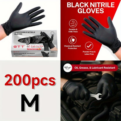 Black Nitrile Disposable Gloves, 200 Count Packaging, Flexible And Form-Fitting, Chemical, Grade -Free, Maintenance Team Use