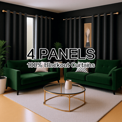 4 Panels 100% Blackout Curtains Heat Insulation Noise Reduction Privacy Protection Thermal Insulated Light Blocking Room Darkening Energy Saving Window Curtains Partition Curtains Suitable for Living Rooms Bedrooms Balconies and Courtyards