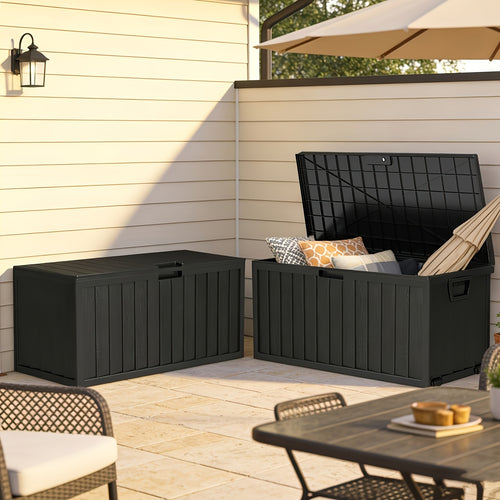 75/35 Gallon Outdoor Storage Box Waterproof Deck Box With Handles & Wheels, Large Patio Furniture Storage Cabinet For Pool Accessories, Tool Chests Easy - Assembly Rack System, Garden Tools Garage Mounted Storage Systems, Cabinet, Rack For Outdoor