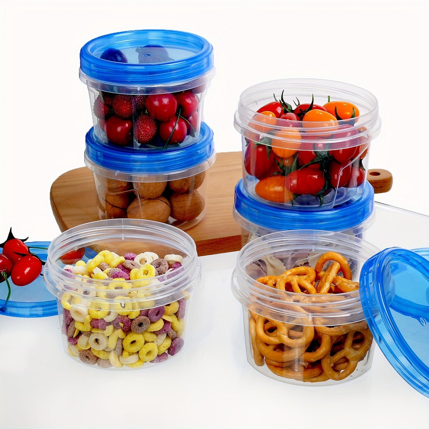 6pcs or 3pcs Stackable Food Storage Containers with Clip-on Lid - Microwave Safe, Airtight Stackable Canisters - Space-Saving, Transparent Design for Pantry, Office, Travel - Food-Grade Plastic Containers (16.91oz or 33.81oz) - Ideal for Snacks, Pasta, Ce