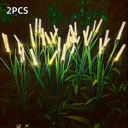LED Solar Reed Garden Lights - Outdoor Insertable Pole Lights with Rechargeable Lithium Batteries, IP54 Waterproof, Semi-Flush Mount Design for Ponds, Terraces