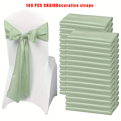 100pcs Satin Chair Sashes Bows for Wedding Banquet Party Event Decoration – 13 Colors, 18×275cm