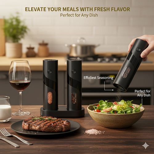 1/2PCS Rechargeable Electric Salt And Pepper Grinder, Automatic Salt & Pepper Mills with LED Light, Adjustable Coarseness, 3.72oz Large Capacity for Home Kitchen BBQ, Restaurant, Outdoor, Wedding Gift