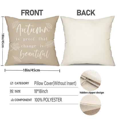 4pcs, Boho Wildflowers Fall Throw Pillow Covers, Autumn Pumpkin Harvest Home Decor Cushion Covers, 18in*18in, Rustic Styel Farmhouse Thankful Grateful Decor PillowCases for Porch Patio Couch Sofa Living Room Outdoor, Set Of 4, Without Pillow Inserts